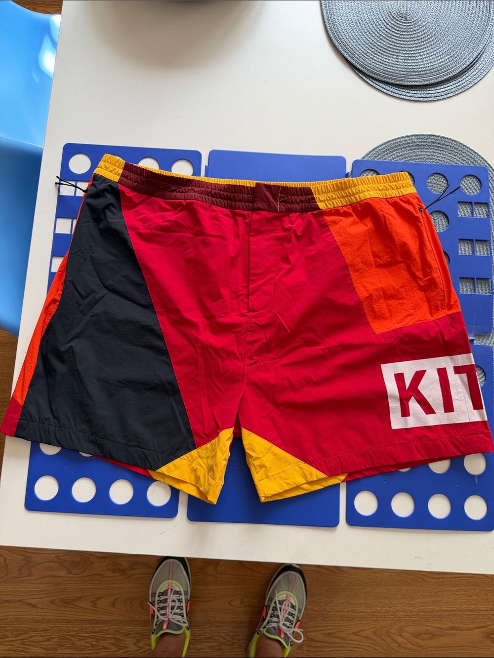 KITH Men's Colorblock Athletic Swim Shorts - Red/Black/Yellow